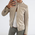 Cream Genuine Leather Motorcycle Jacket