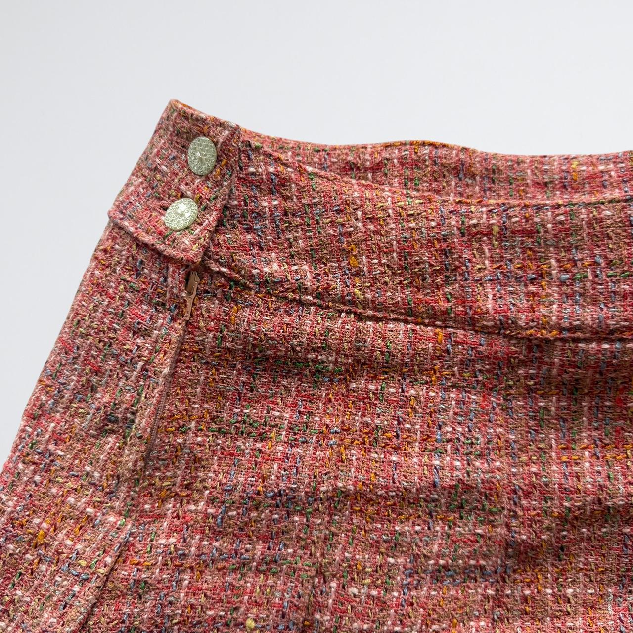 Machine à Coudre Pink Tweed Pleated Mini Skirt
