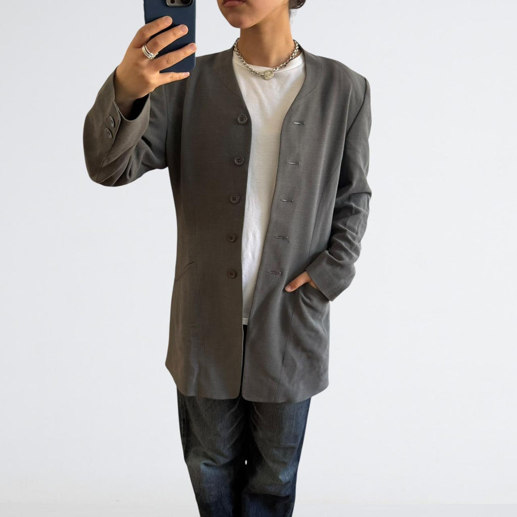 yoshie inaba L'EQUIPE Grey Silk-Wool Blazer