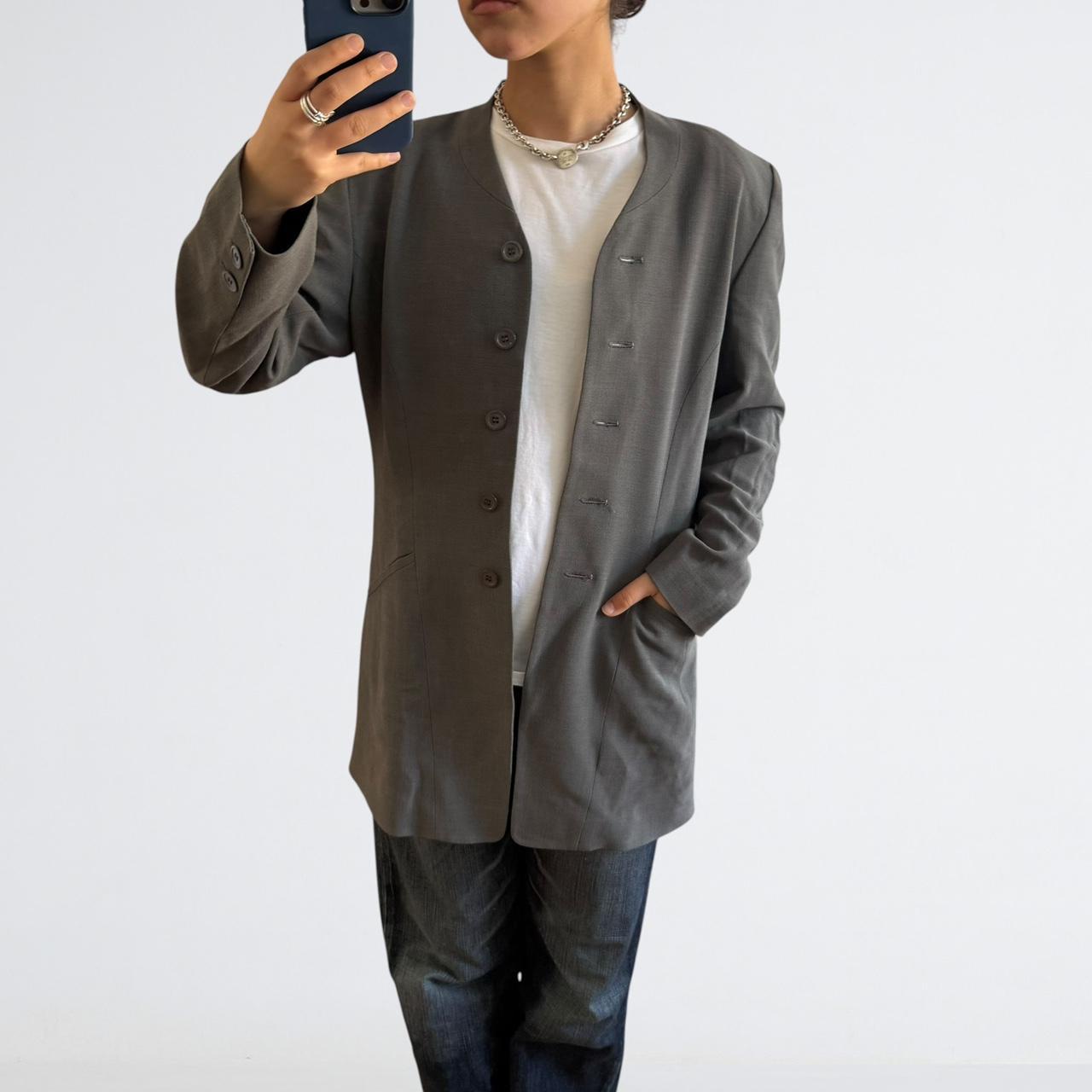yoshie inaba L'EQUIPE Grey Silk-Wool Blazer