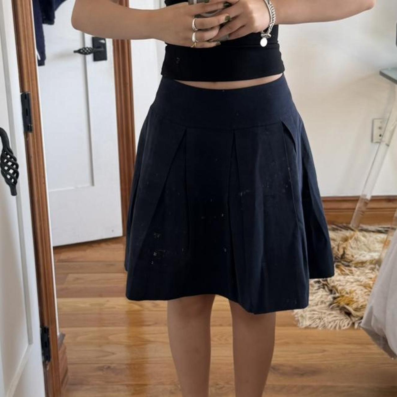 yoshie inaba L'EQUIPE Navy Pleated Midi Skirt