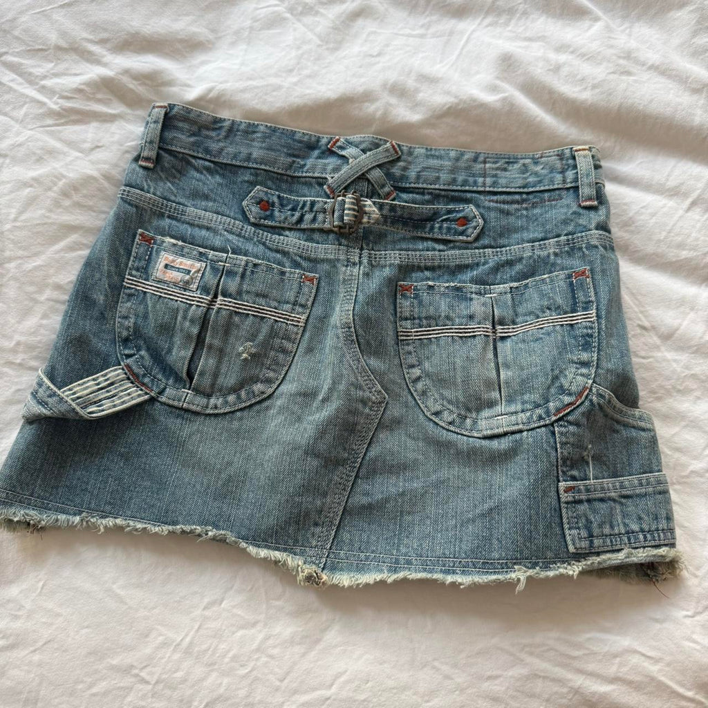 Betty Smith Japan Buckle-Back Denim Mini Skirt