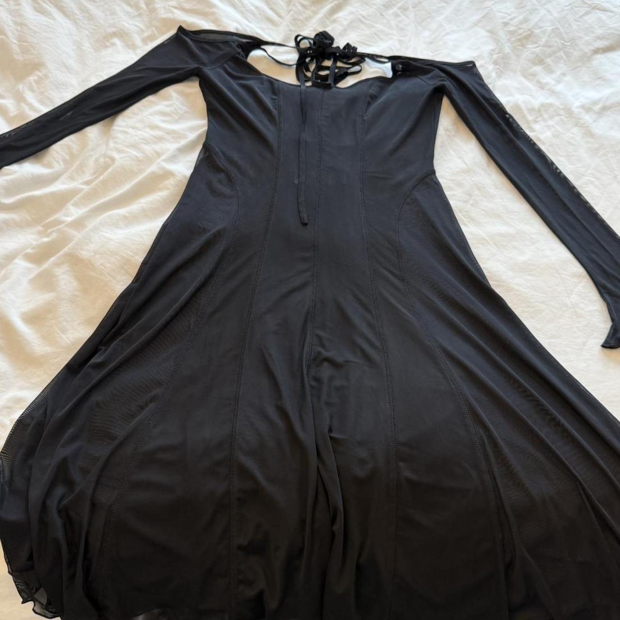 Calyx Pirouette Black Mesh Backless Dress