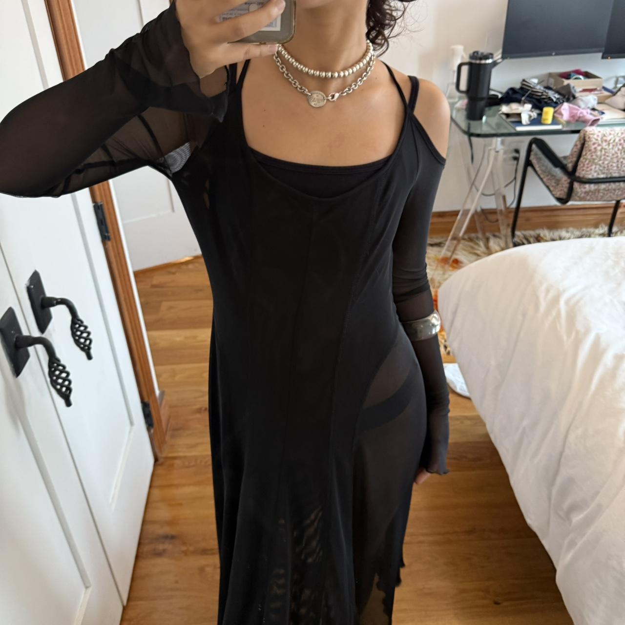 Calyx Pirouette Black Mesh Backless Dress