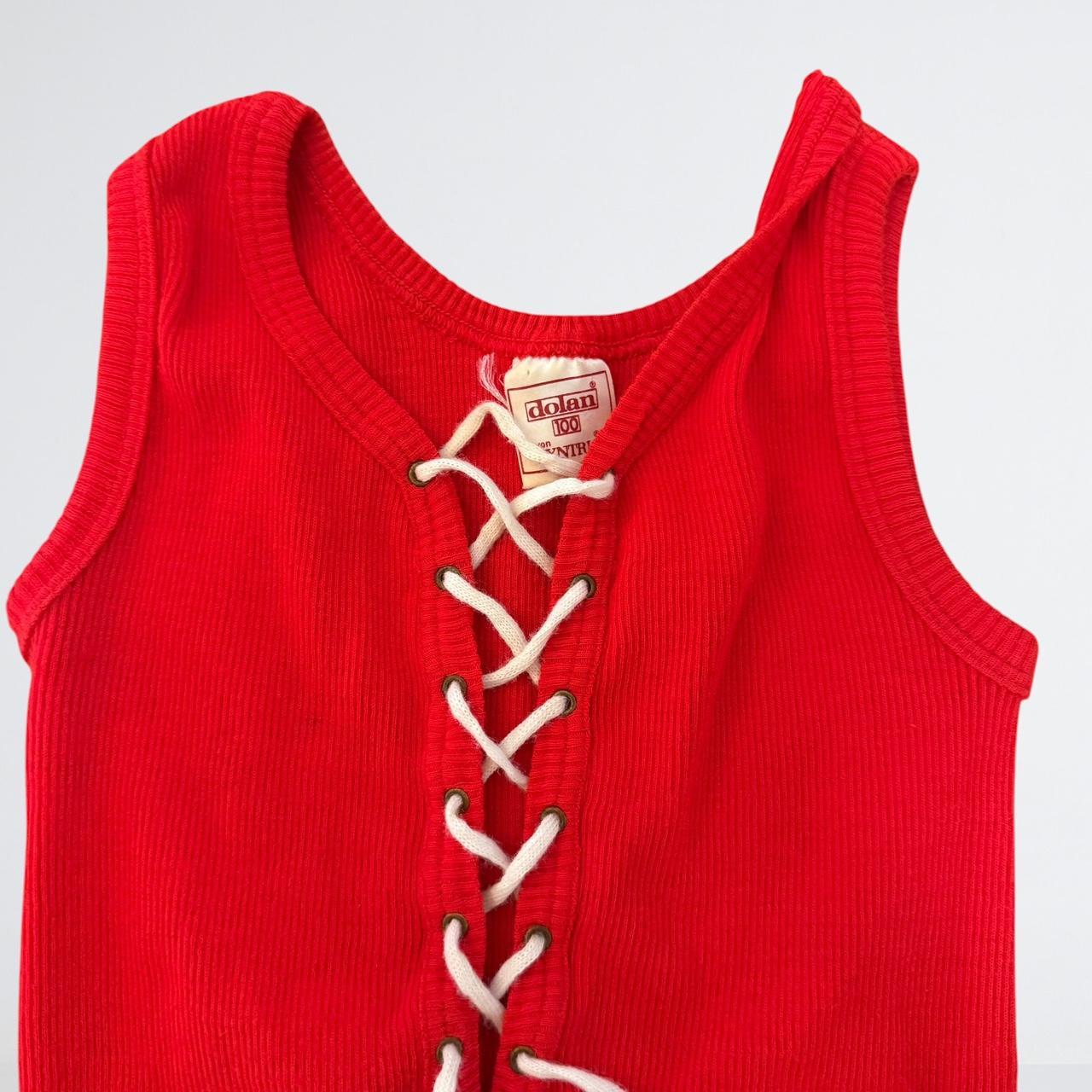 Dolan Vintage Red Ribbed Lace-Up Tank