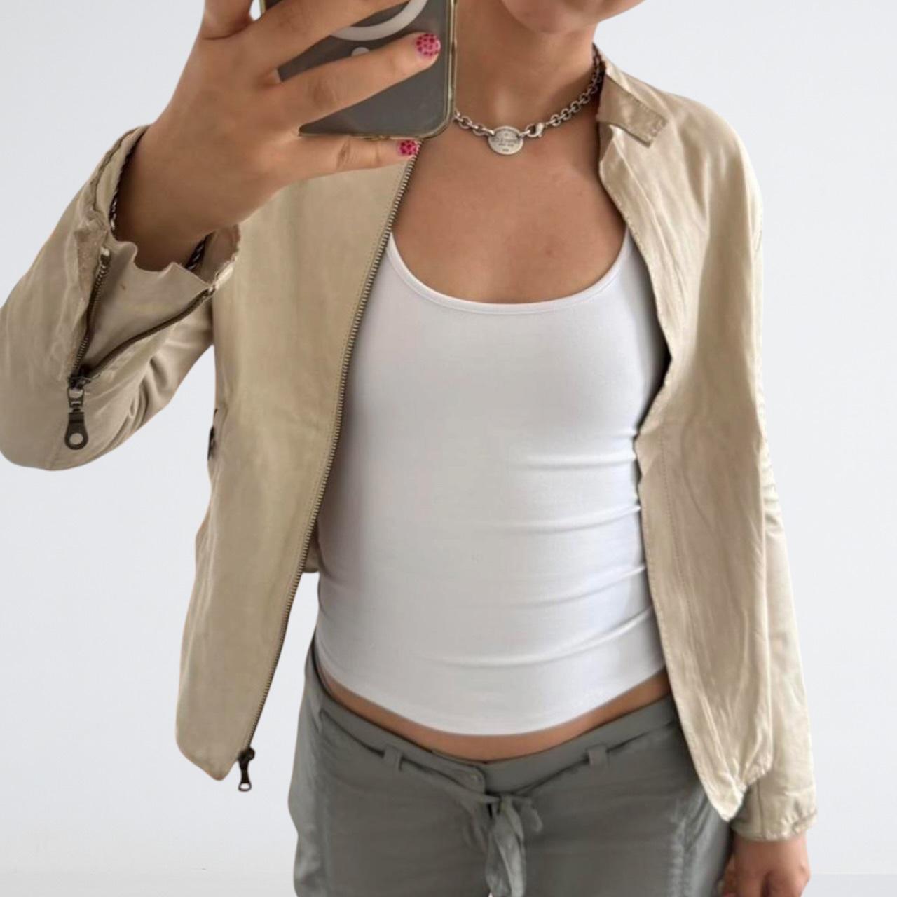 Cream Genuine Leather Motorcycle Jacket