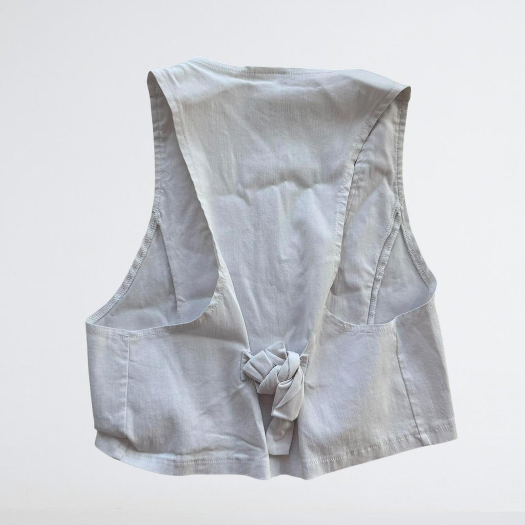 White Cropped Y2K Waistcoat Vest