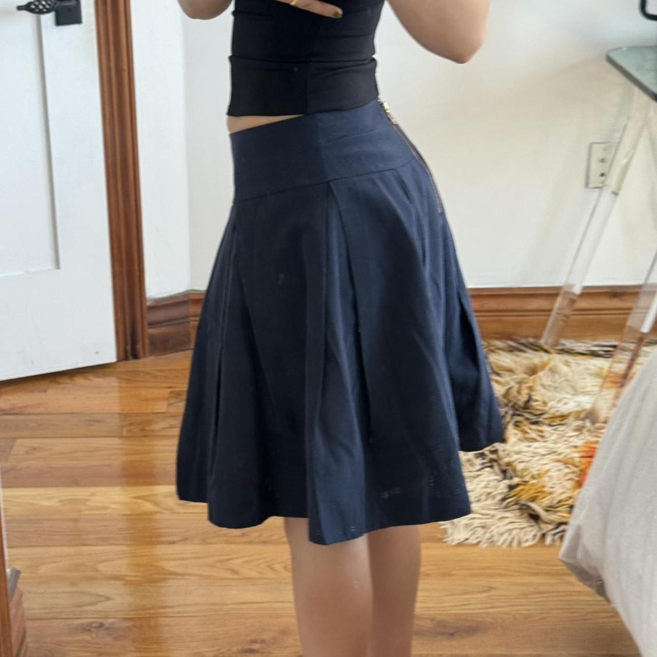 yoshie inaba L'EQUIPE Navy Pleated Midi Skirt