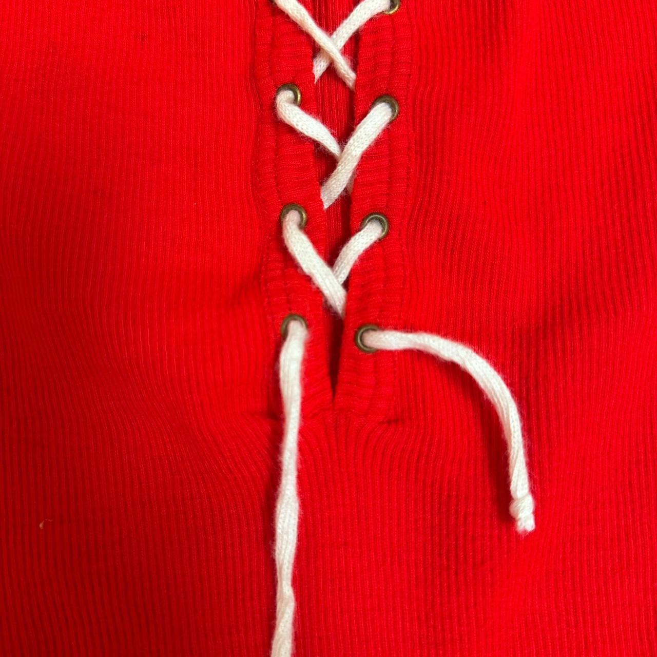 Dolan Vintage Red Ribbed Lace-Up Tank