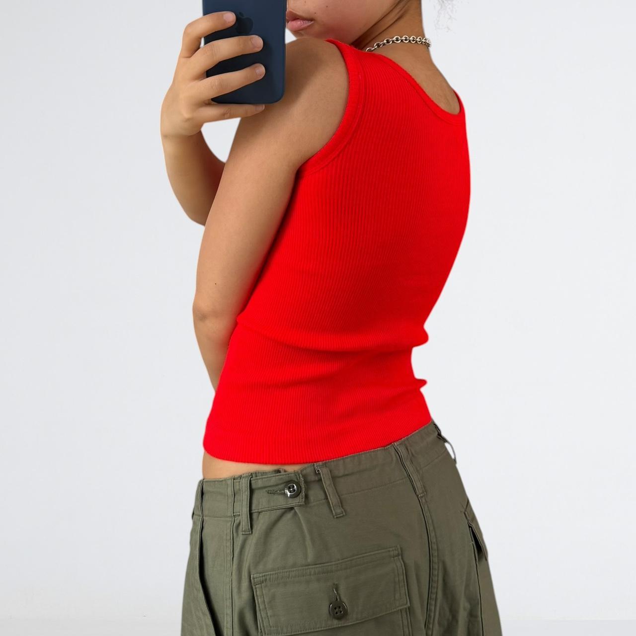 Dolan Vintage Red Ribbed Lace-Up Tank