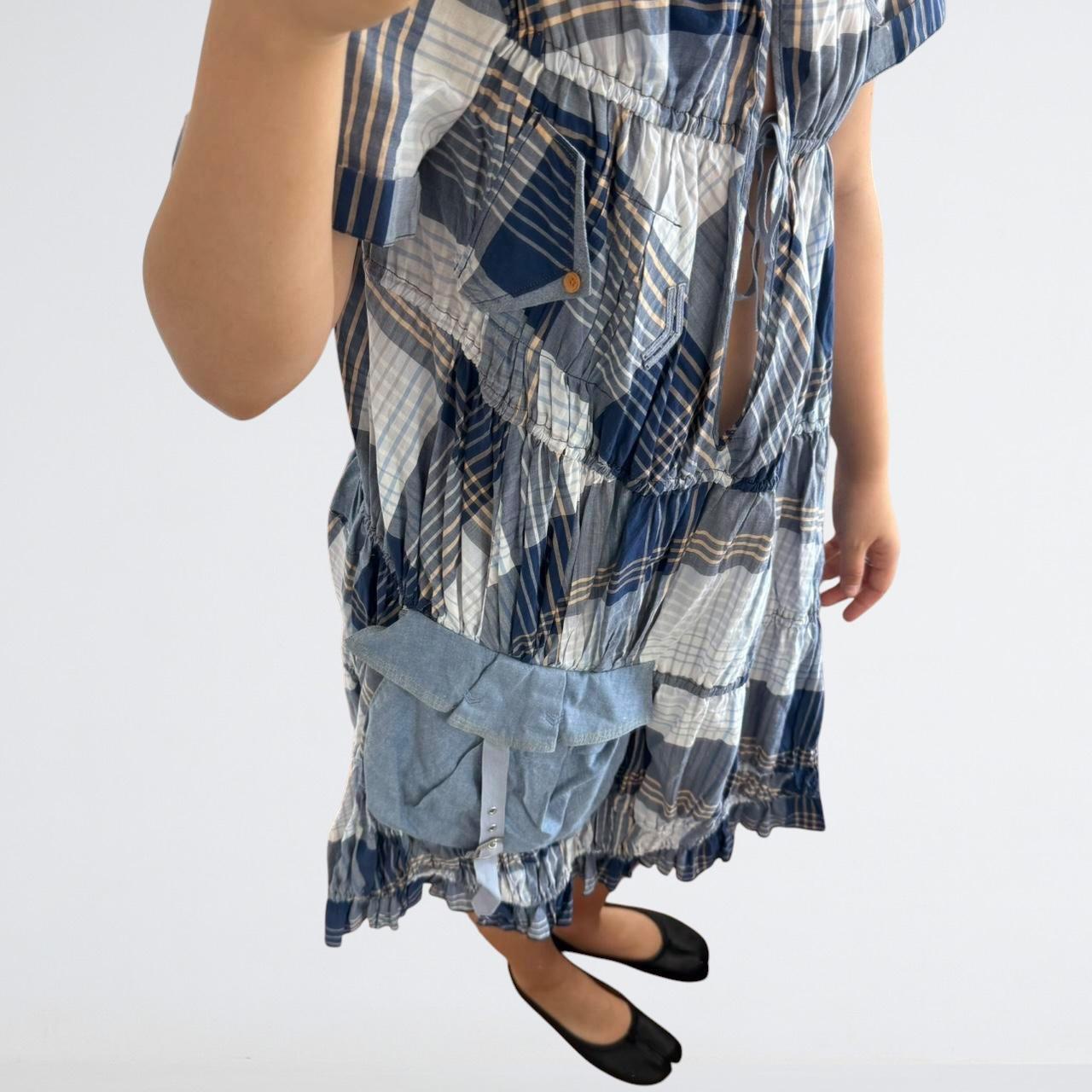 Marithé + François Girbaud Blue Plaid Tie Dress