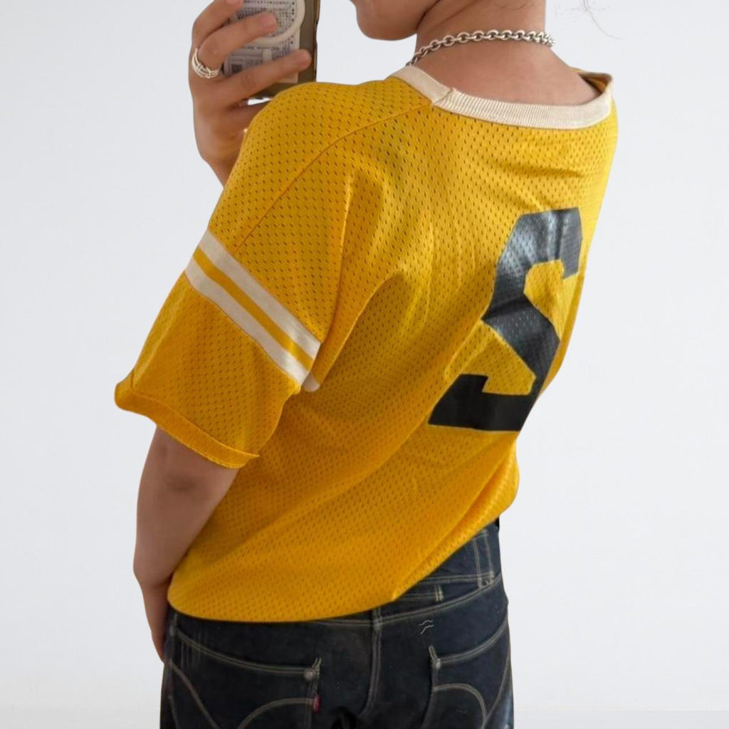 Vintage 70s Yellow Mesh Sports Jersey