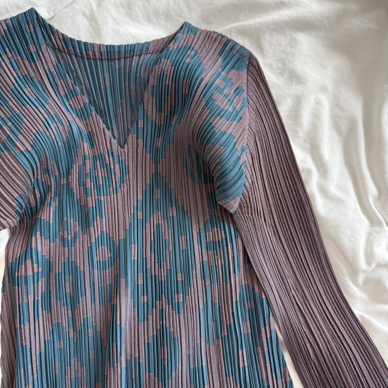 Pleats Please Issey Miyake Green & Brown Pleated Midi Dress