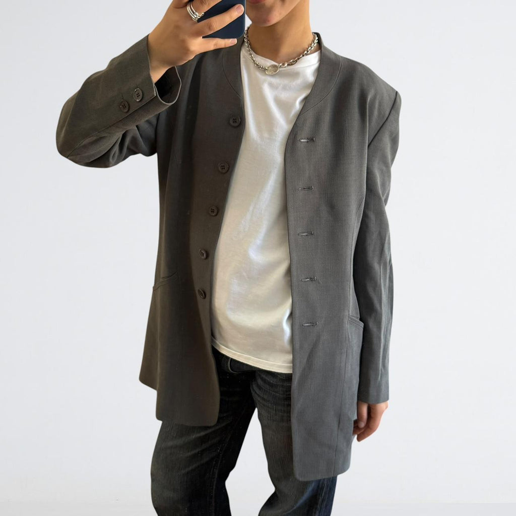 yoshie inaba L'EQUIPE Grey Silk-Wool Blazer