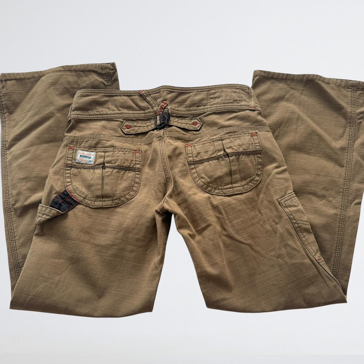 Betty Smith Khaki Low-Rise Buckle-Back Pants
