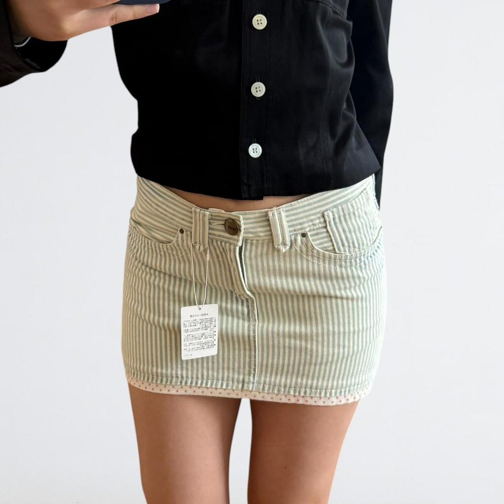 Freeze Mart Japanese Stripe Denim Mini Skirt