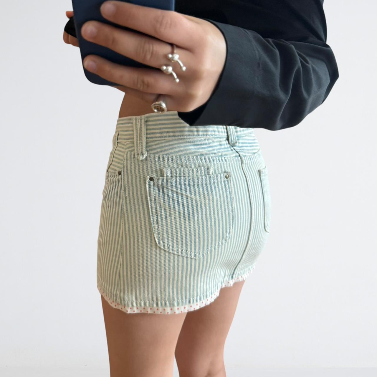 Freeze Mart Japanese Stripe Denim Mini Skirt