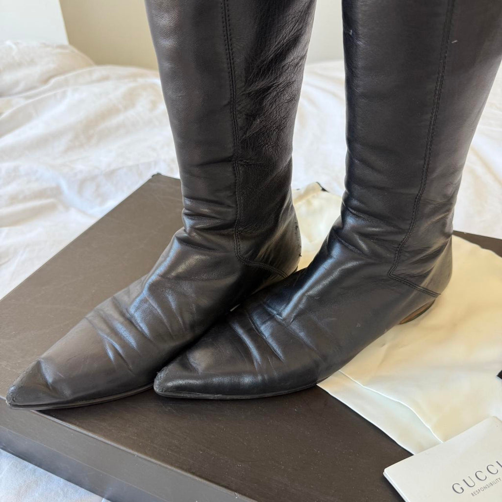 Gucci Vintage Pointed Leather Boots