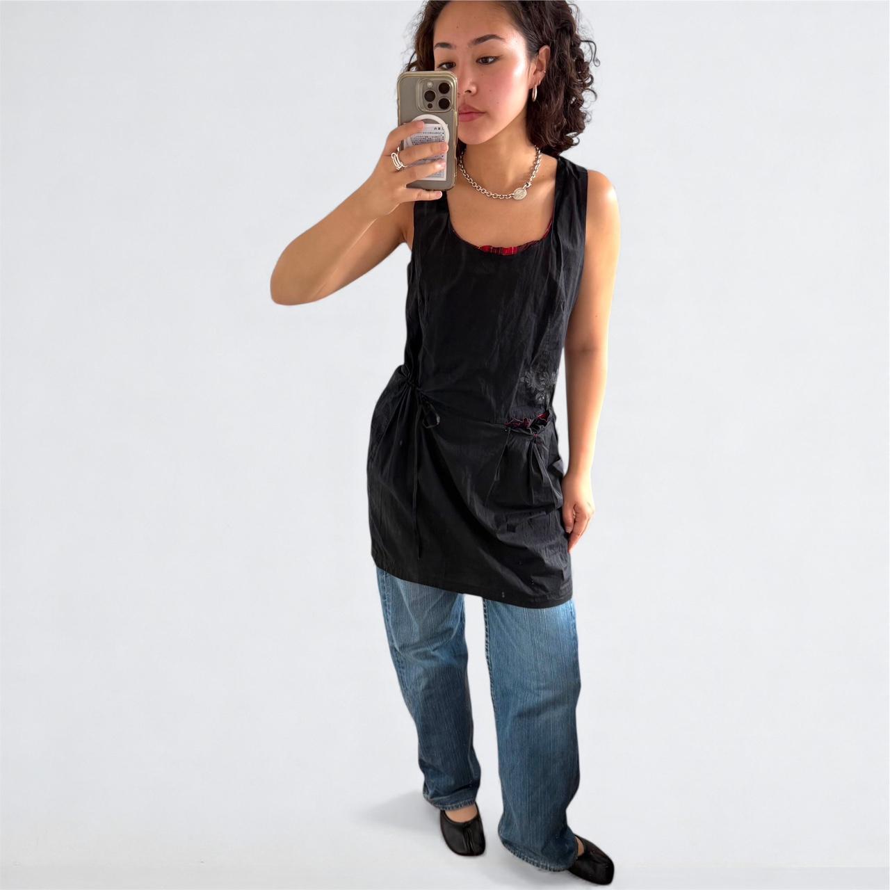 Black Bubble Dress with Red Plaid Lining