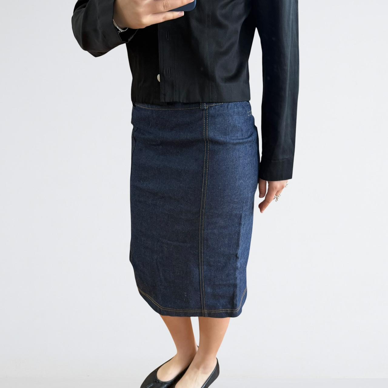 Morgan de Toi Indigo Denim Midi Skirt