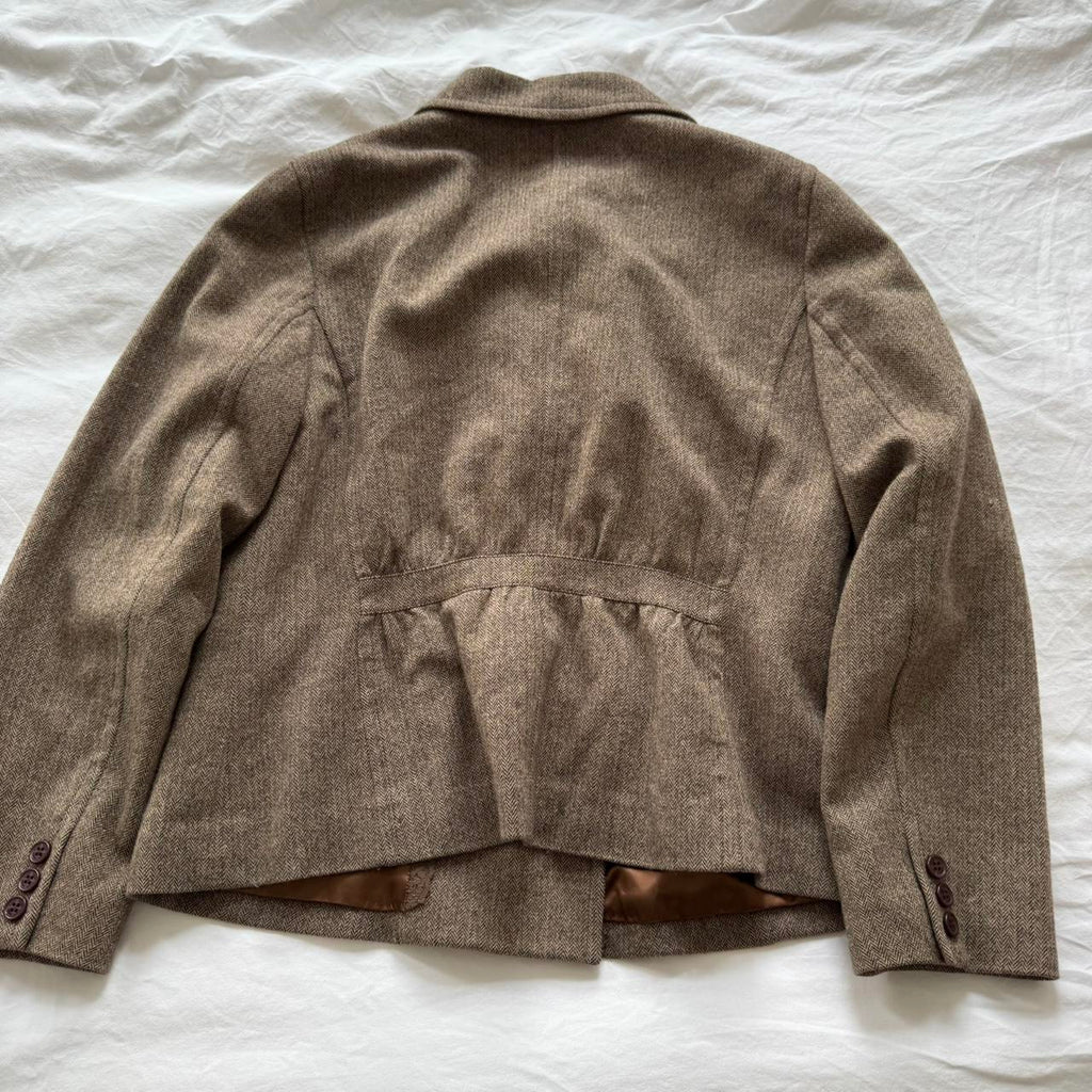 Sonia Rykiel Brown Herringbone Wool Blazer