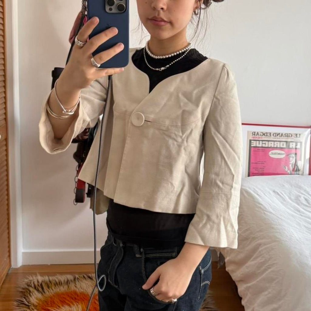 Tiara Cream Wool Cashmere Blend Cropped Jacket