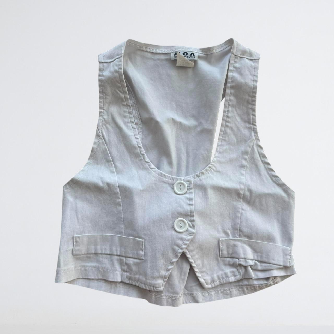 White Cropped Y2K Waistcoat Vest