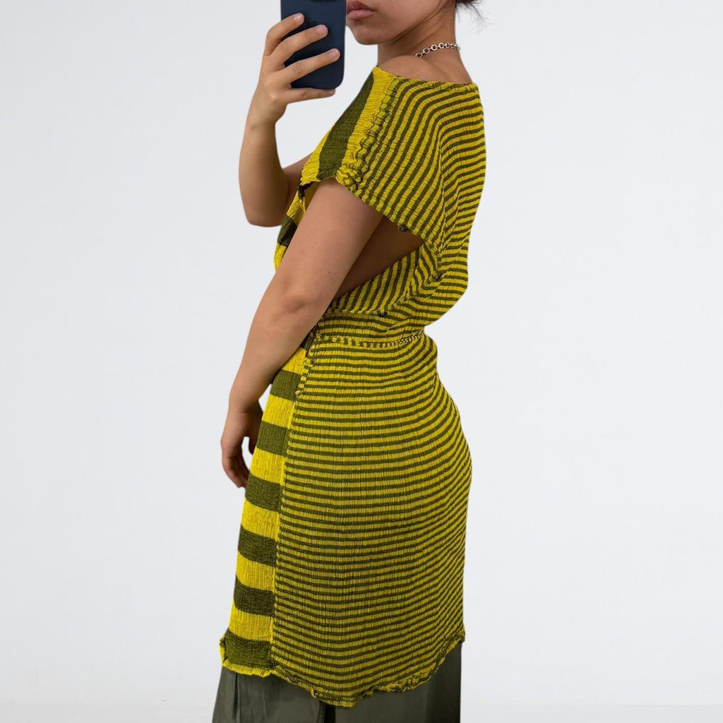 ME Issey Miyake Striped Pleated Dress