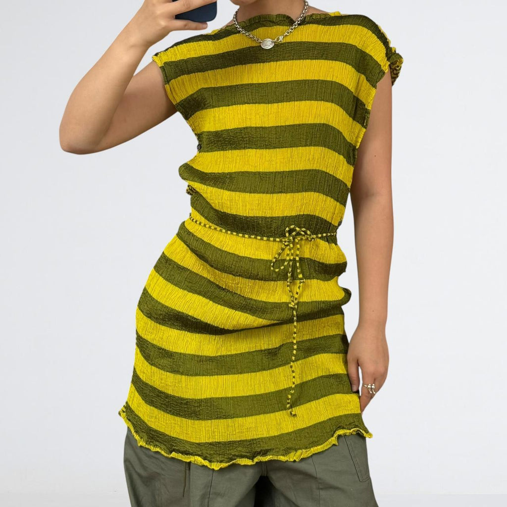 ME Issey Miyake Striped Pleated Dress