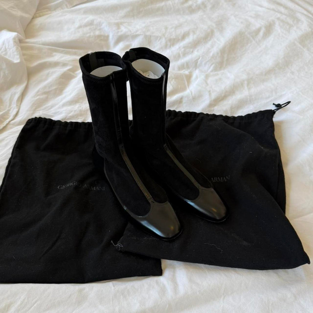 Giorgio Armani F/W 2020 Leather Sock Boots