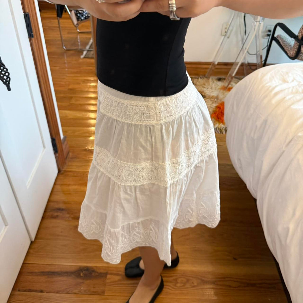Comme des Garçons White Lace Tiered Skirt