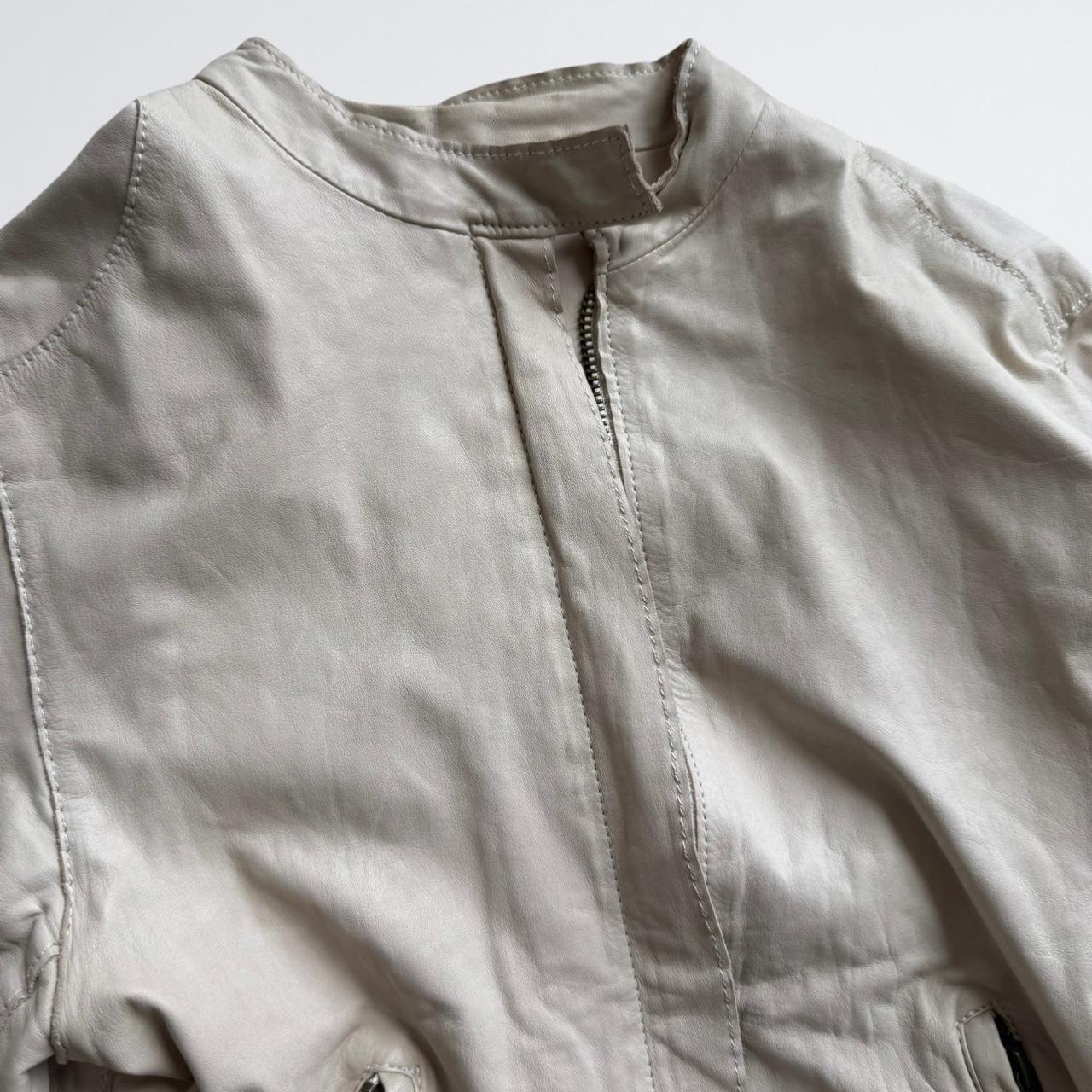 Cream Genuine Leather Motorcycle Jacket