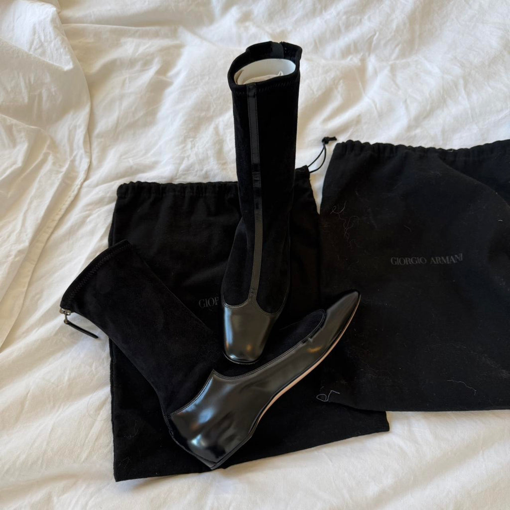 Giorgio Armani F/W 2020 Leather Sock Boots