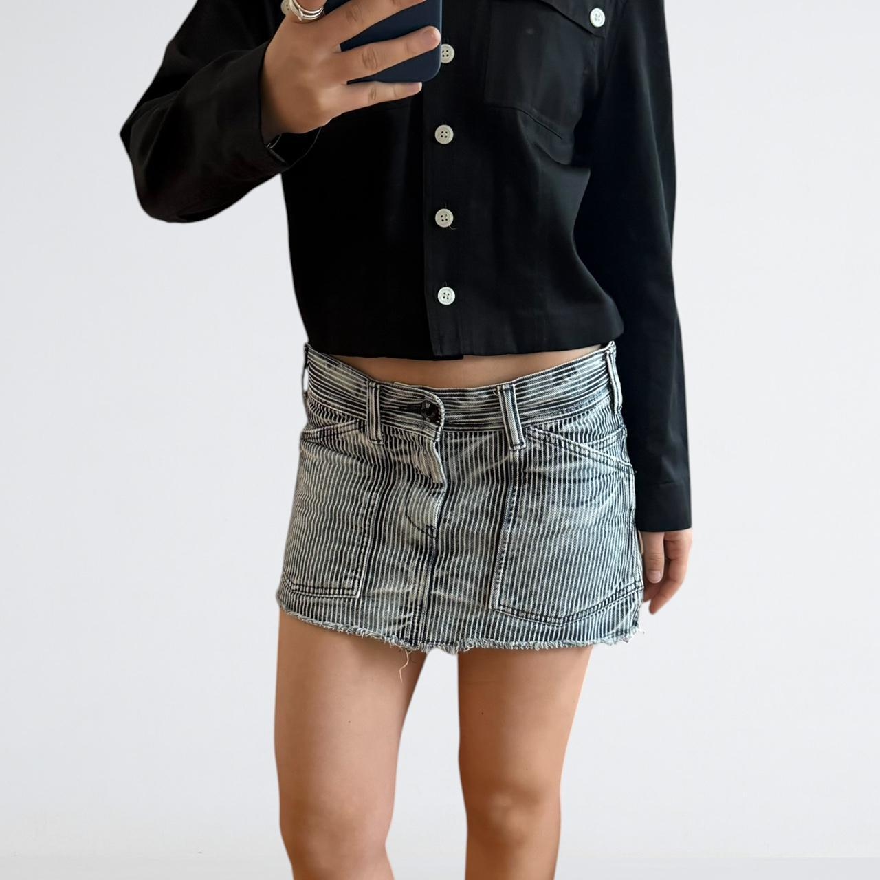 Rodeo Crowns Y2K Hickory Stripe Denim Mini Skirt