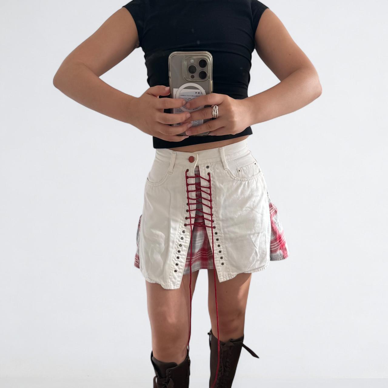 Hysteric Glamour Kinky Jeans Lace-Up Denim Mini Skirt