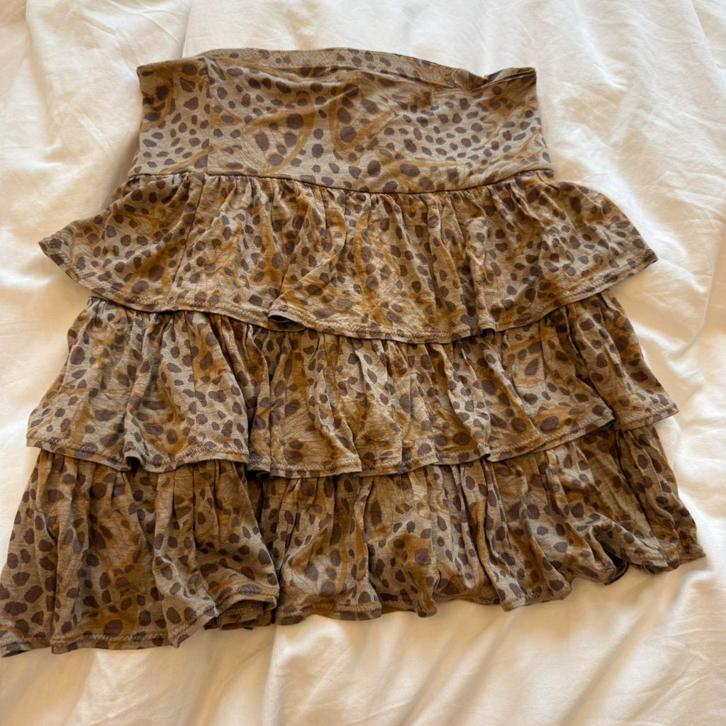 Hysteric Glamour Leopard Print Ruffle Mini Skirt