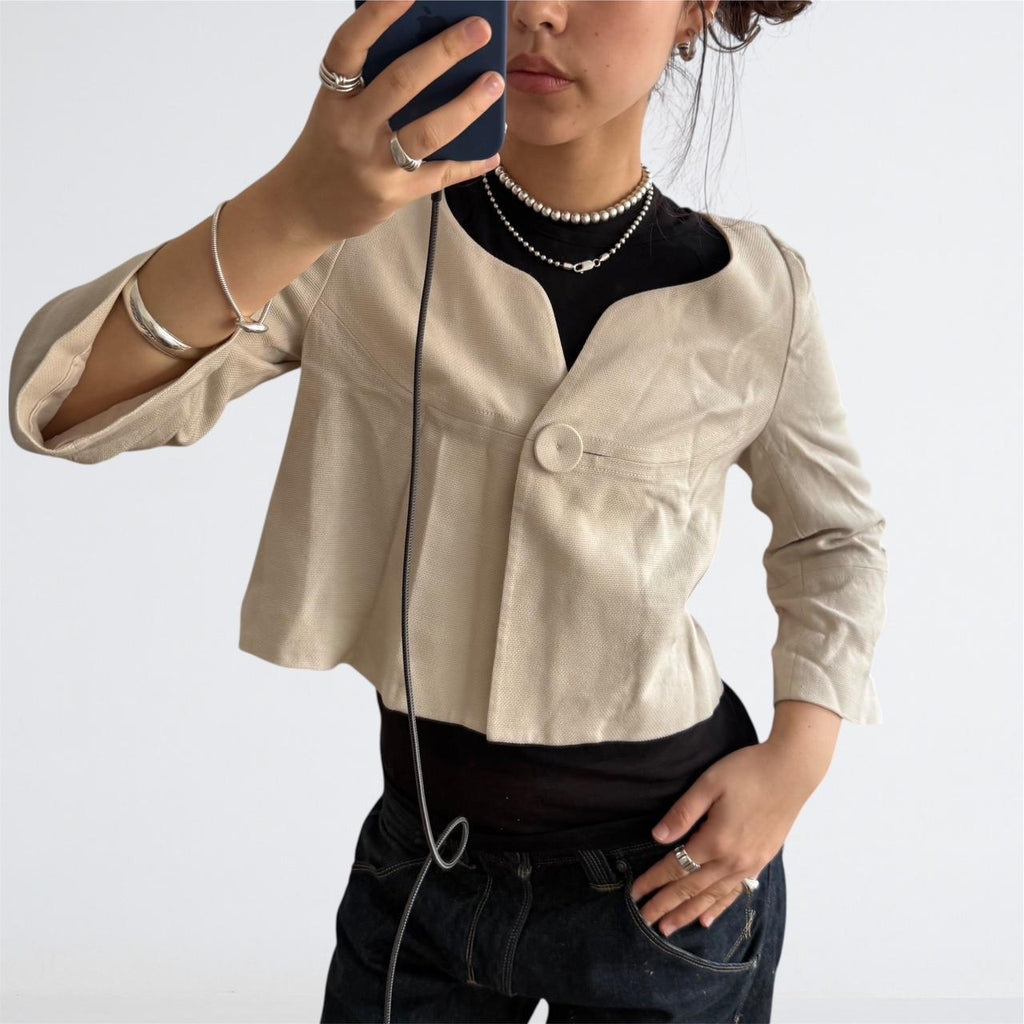 Tiara Cream Wool Cashmere Blend Cropped Jacket