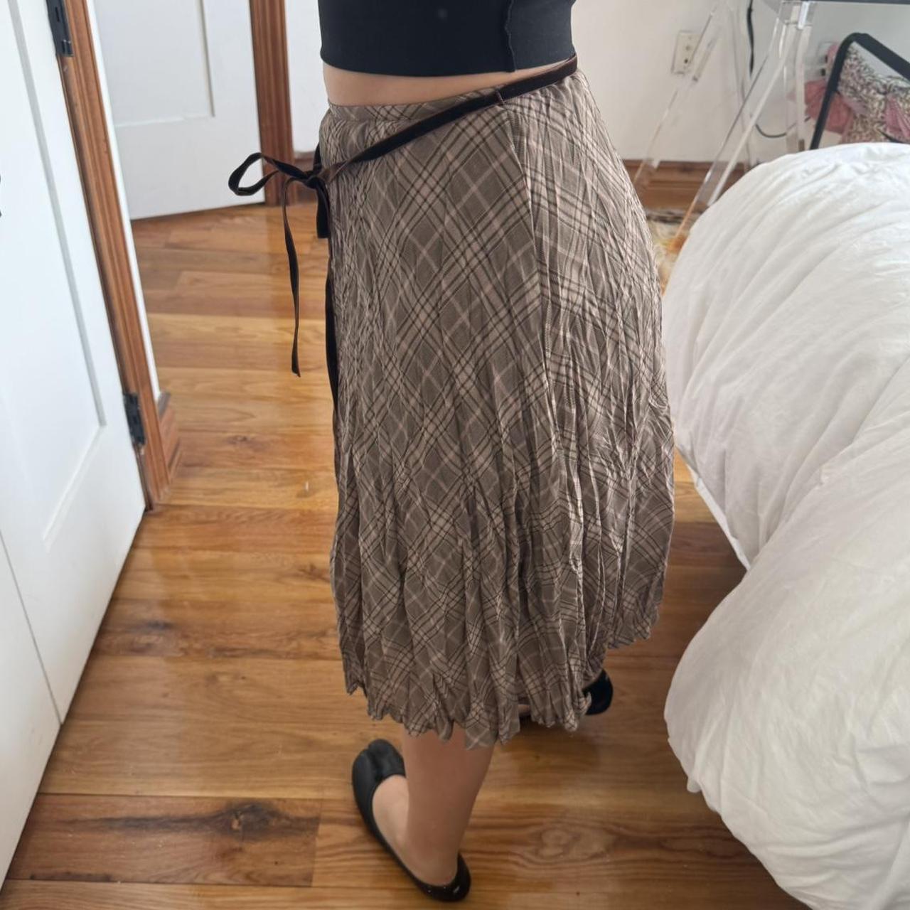 Kumikyoku Brown Plaid Pleated Bow Skirt