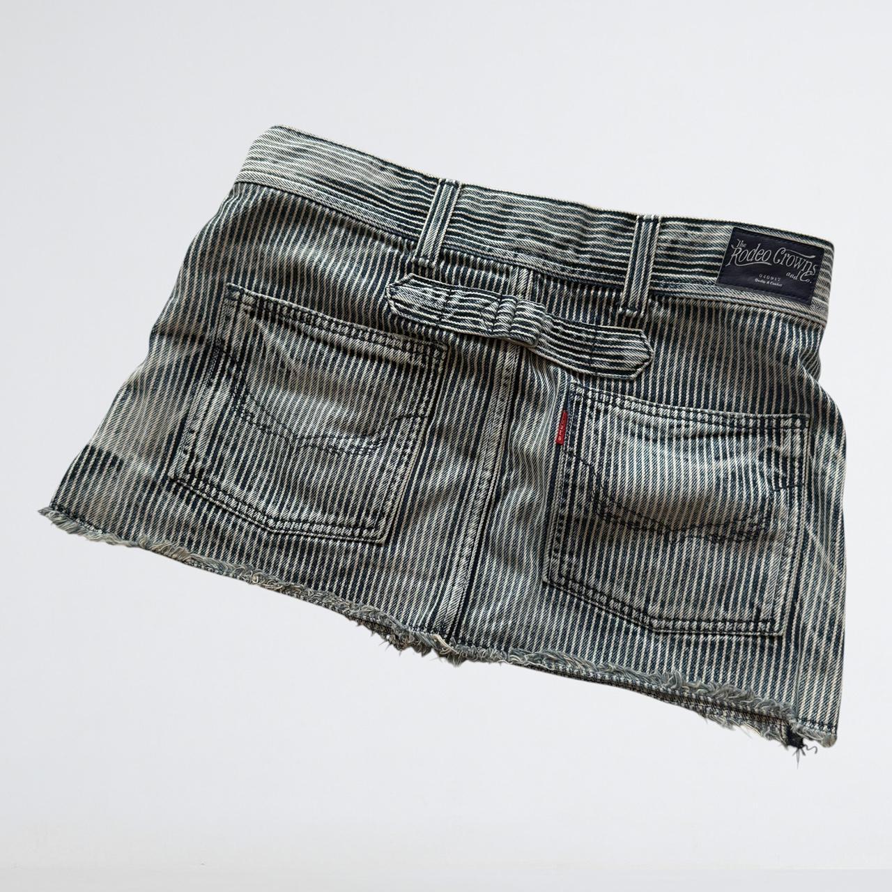 Rodeo Crowns Y2K Hickory Stripe Denim Mini Skirt