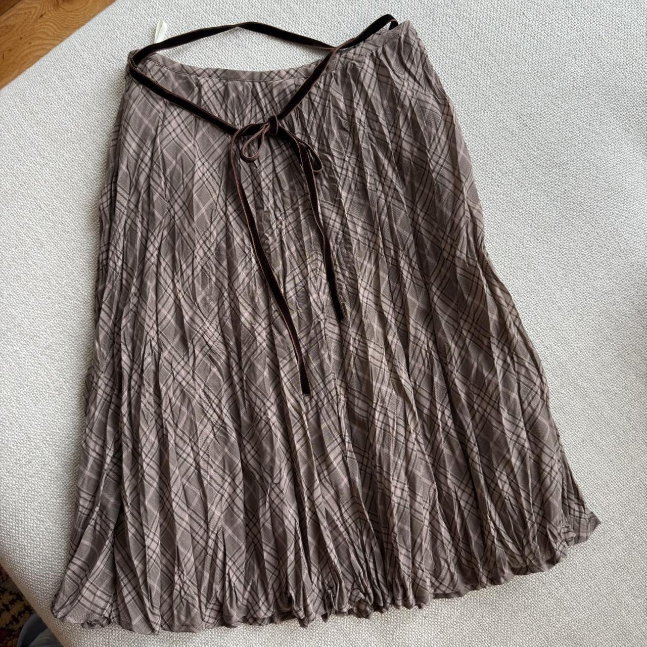 Kumikyoku Brown Plaid Pleated Bow Skirt