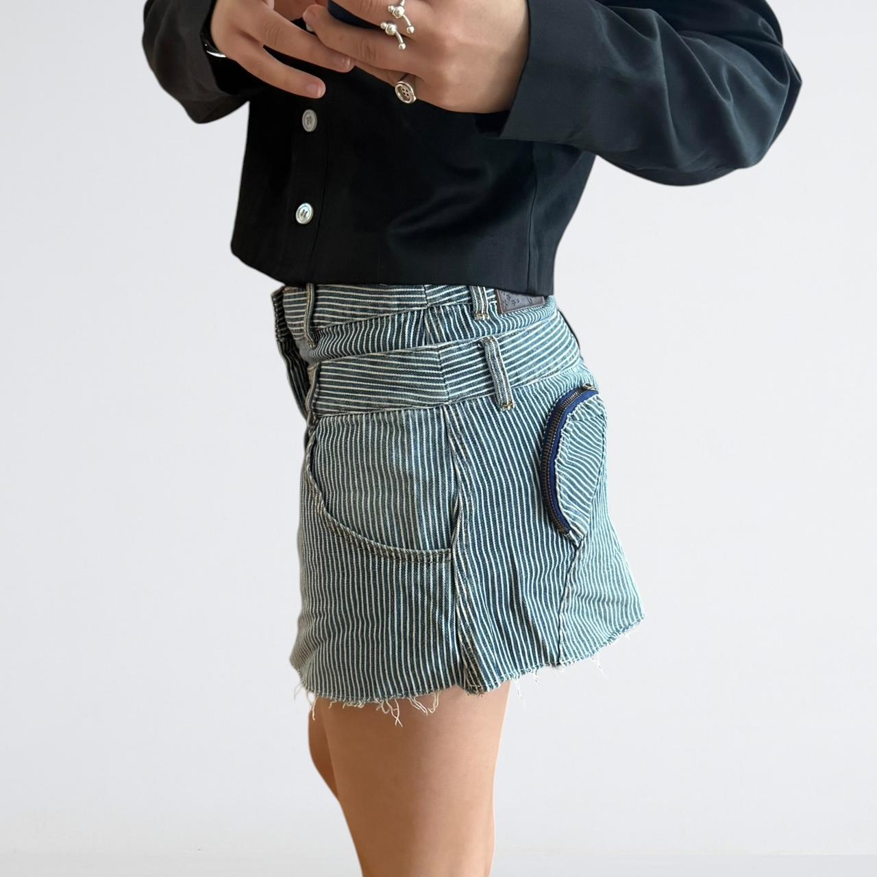 Candy Stripper Y2K Hickory Stripe Denim Mini Skirt