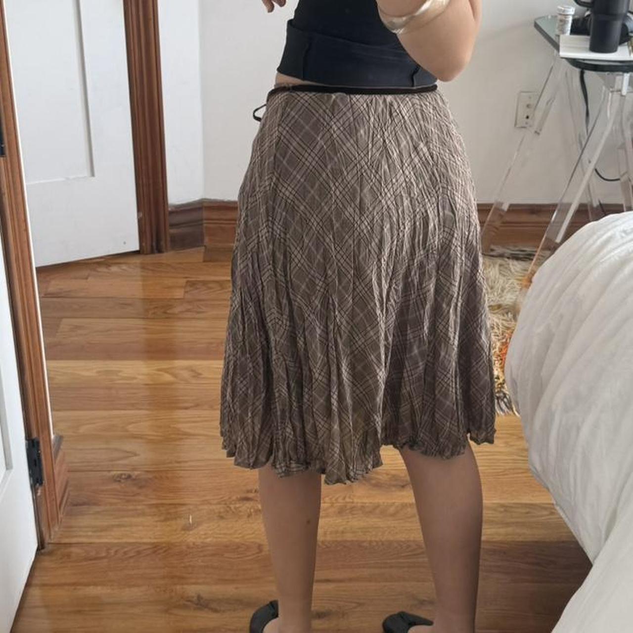 Kumikyoku Brown Plaid Pleated Bow Skirt