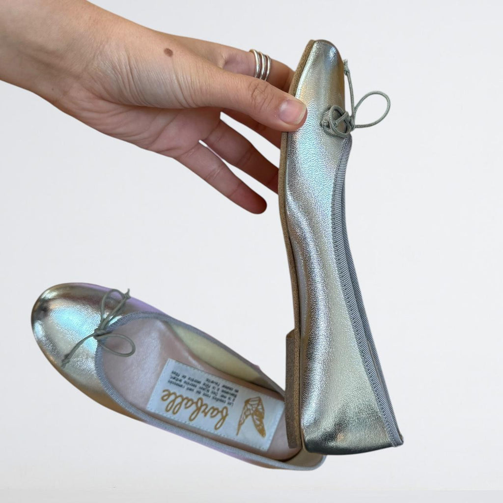 Farfalle Silver Leather Ballet Flats