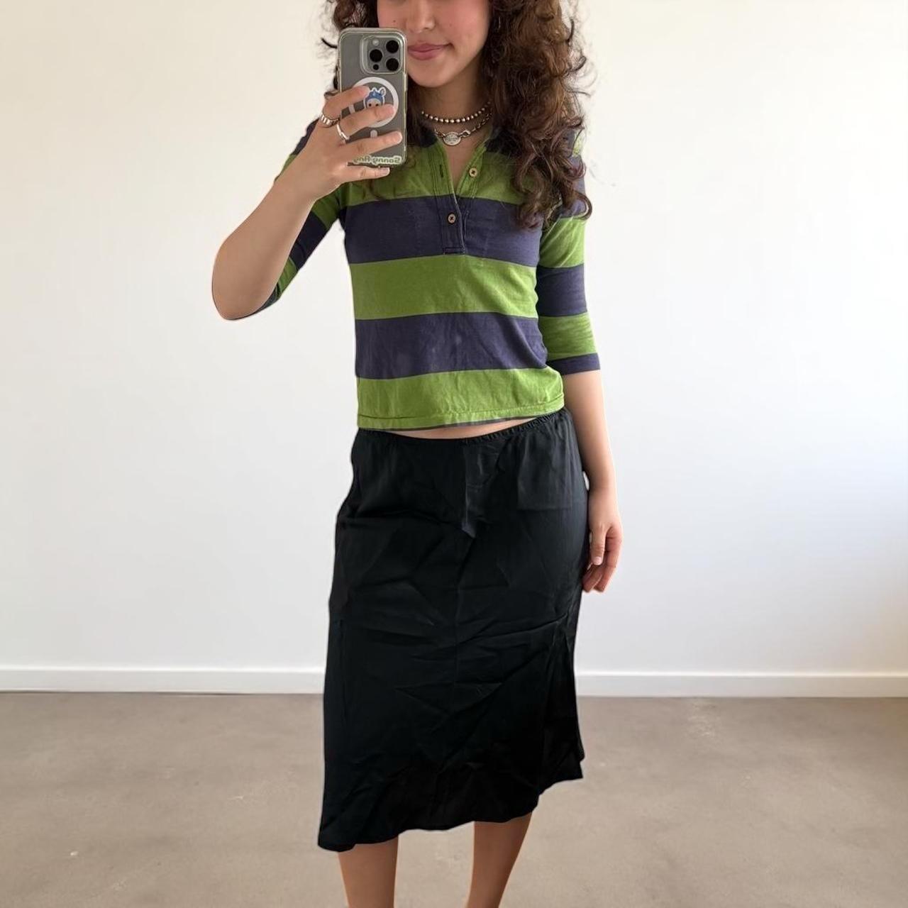 yoshie inaba L'EQUIPE Black Cupro Slip Midi Skirt