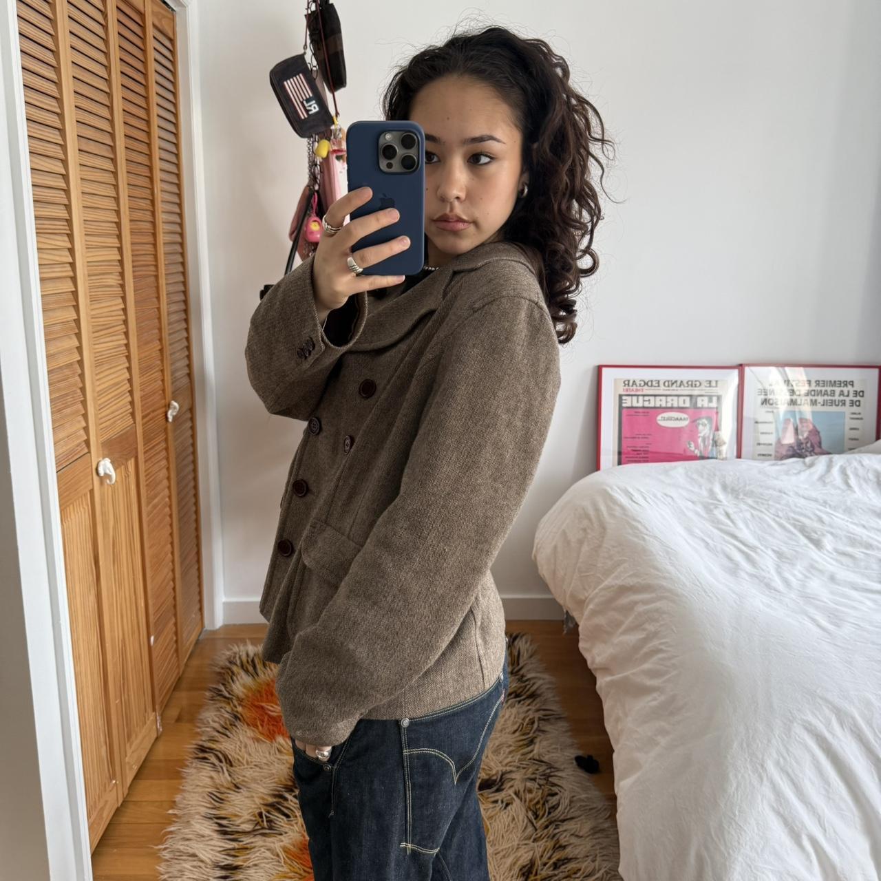 Sonia Rykiel Brown Herringbone Wool Blazer