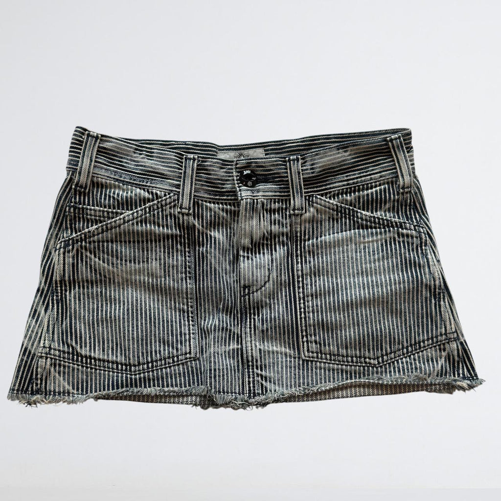 Rodeo Crowns Y2K Hickory Stripe Denim Mini Skirt