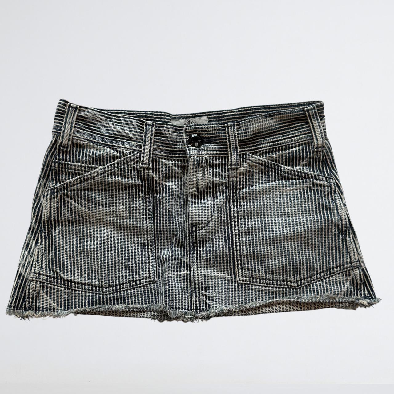 Rodeo Crowns Y2K Hickory Stripe Denim Mini Skirt