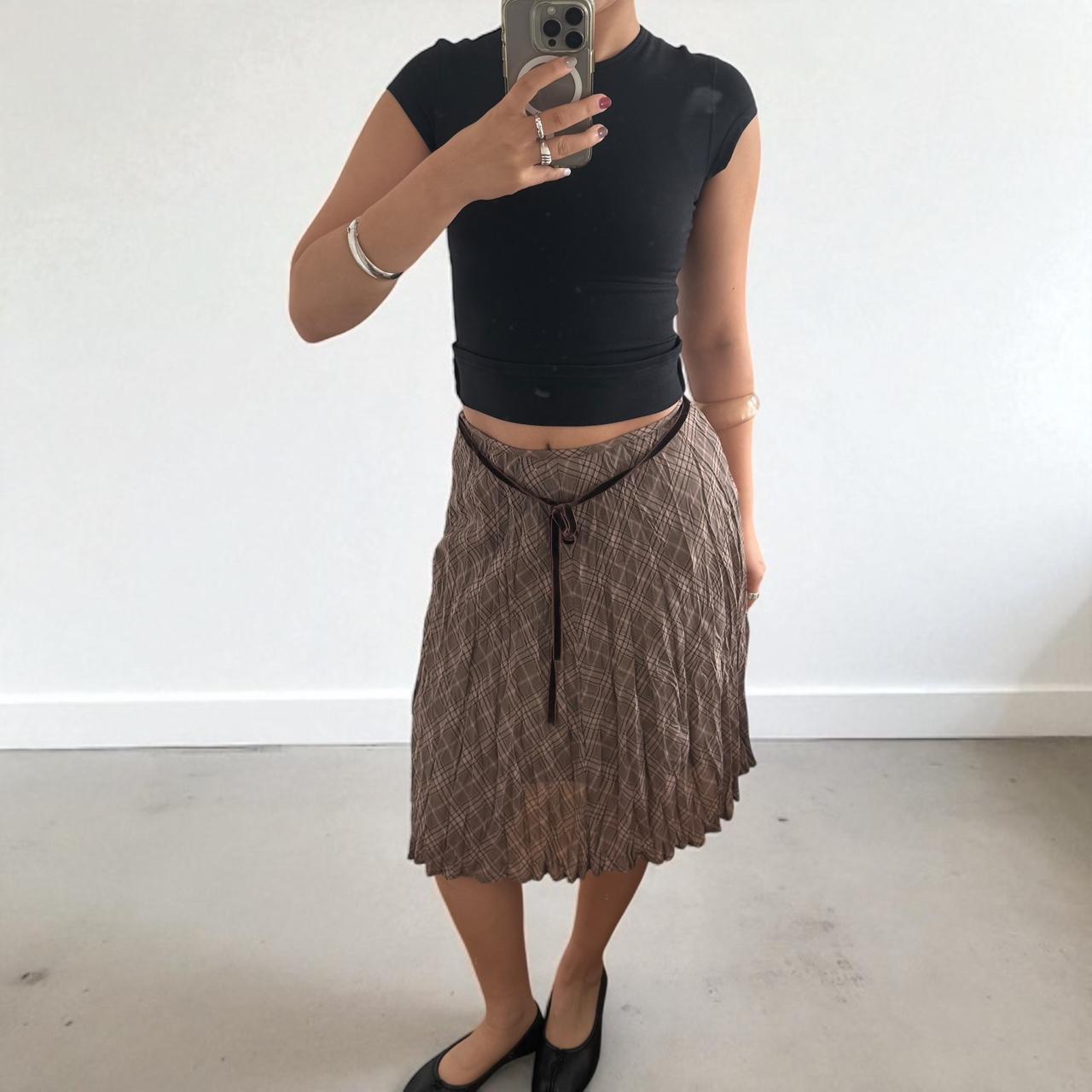 Kumikyoku Brown Plaid Pleated Bow Skirt
