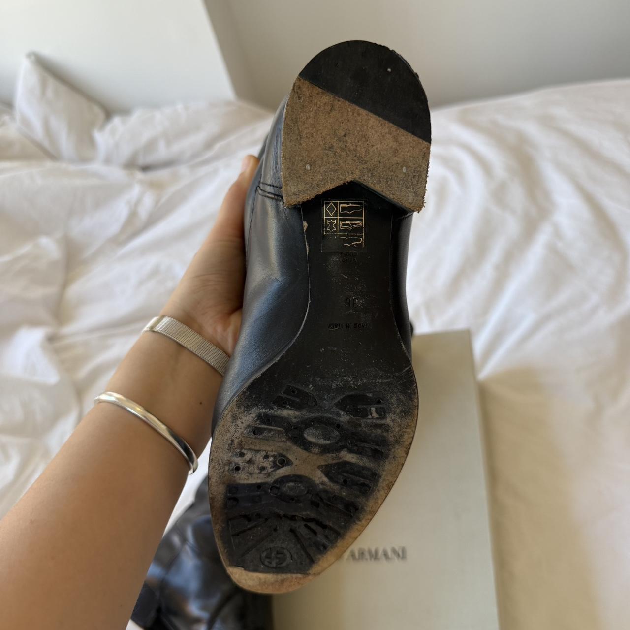 Giorgio Armani Black Leather Knee-High Riding Boots
