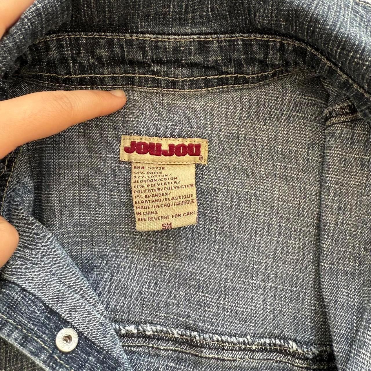 Y2K Mid-Wash Denim Snap-Front Shirt